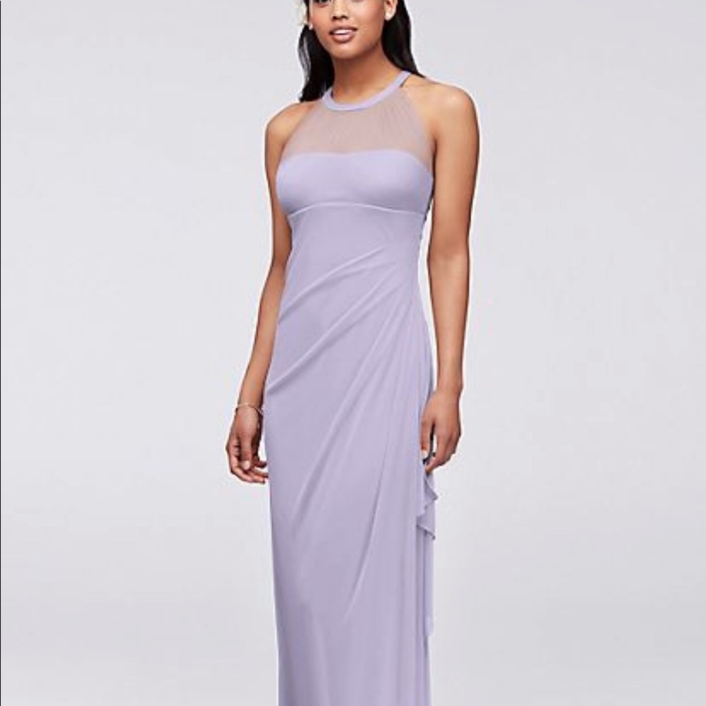 David’s Bridal mesh dress with illusion neckline